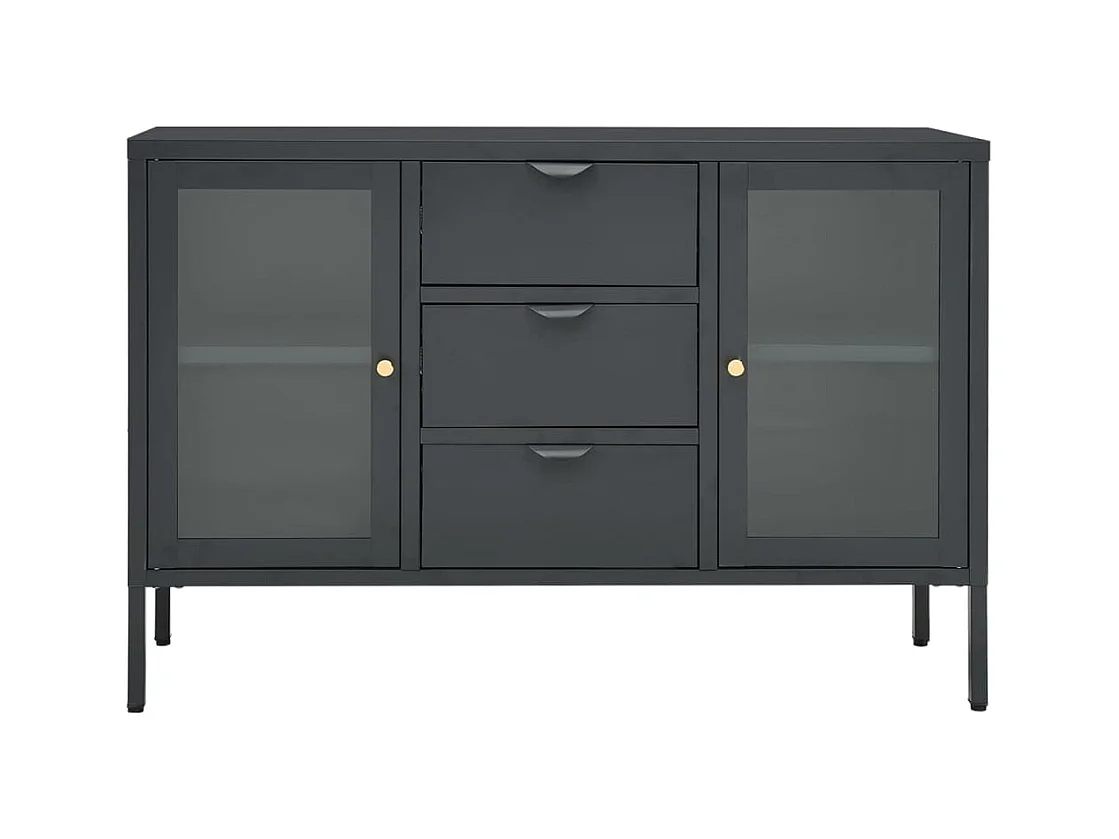 Buffet Lapona 105cm – Acier et verre trempé-Couleur Gris foncé