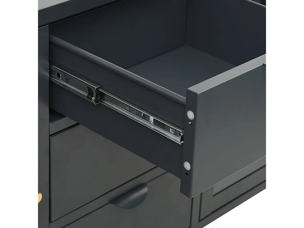 Buffet Lapona 105cm – Acier et verre trempé-Couleur Gris foncé