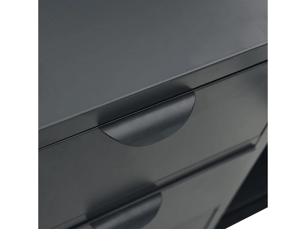 Buffet Lapona 105cm – Acier et verre trempé-Couleur Gris foncé