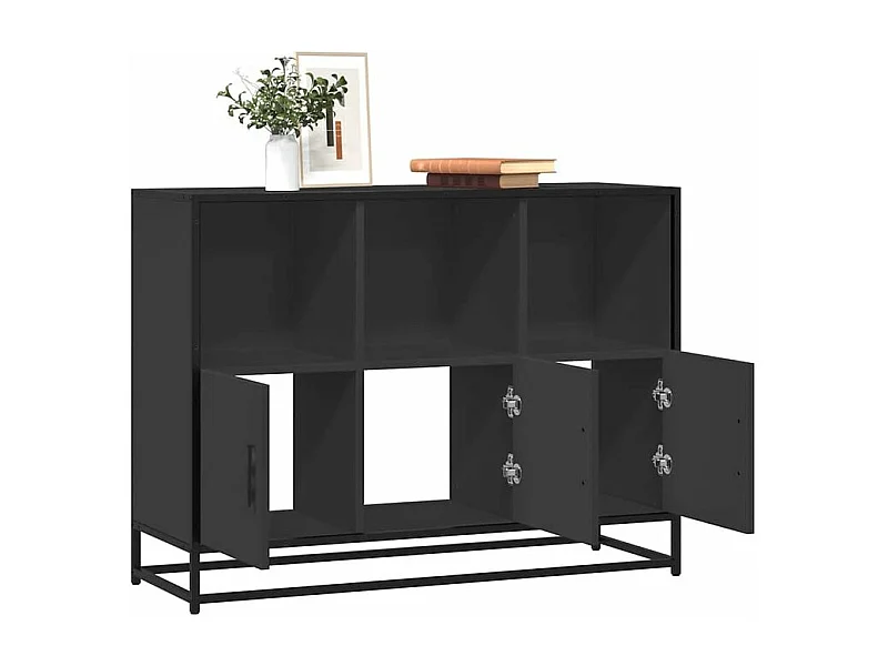 Buffet noir 100x35x76 bois d’ingénierie