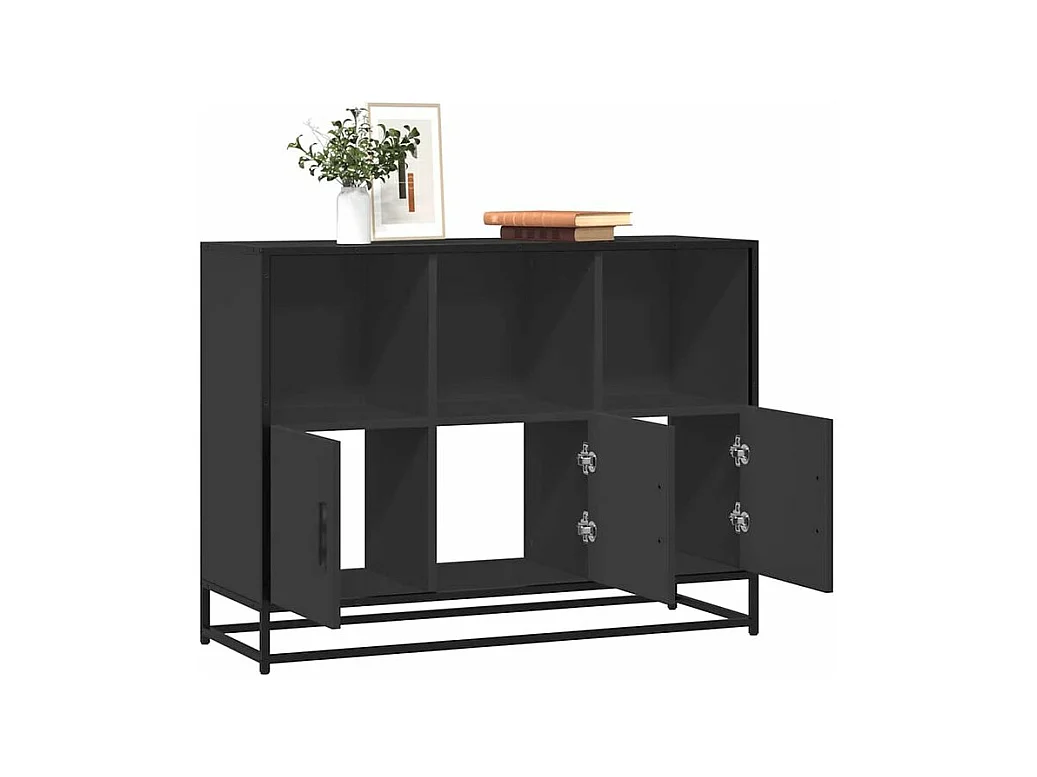 Buffet noir 100x35x76 bois d’ingénierie