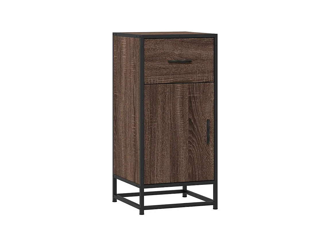 Buffet chêne marron 35,5x35x76 bois d'ingénierie et métal