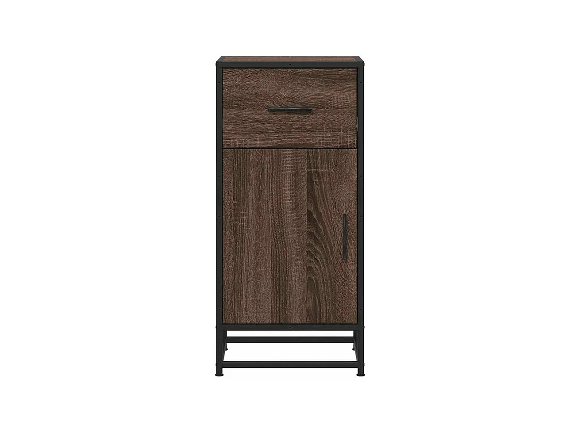 Buffet chêne marron 35,5x35x76 bois d'ingénierie et métal