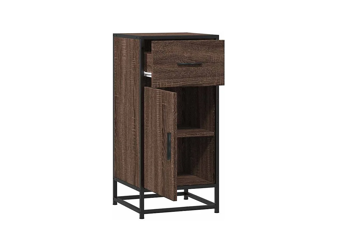 Buffet chêne marron 35,5x35x76 bois d'ingénierie et métal