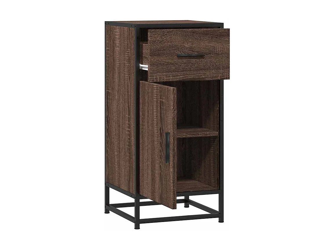 Buffet chêne marron 35,5x35x76 bois d'ingénierie et métal