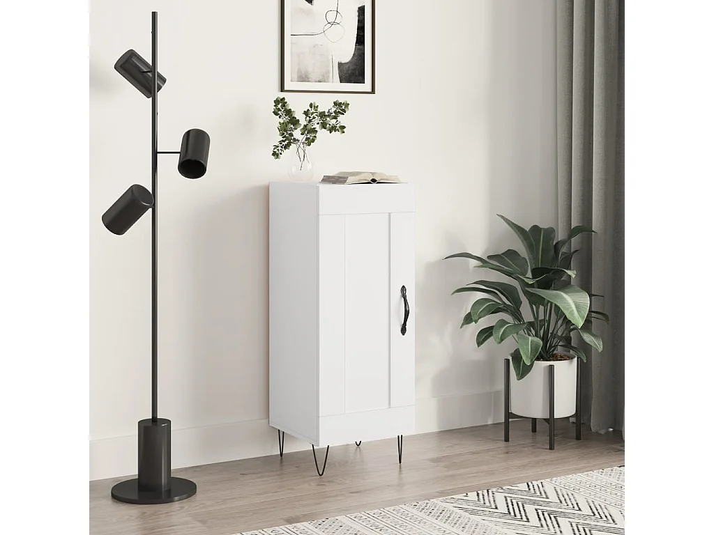 Buffet Blanc brillant 34,5x34x90 Bois d'ingénierie