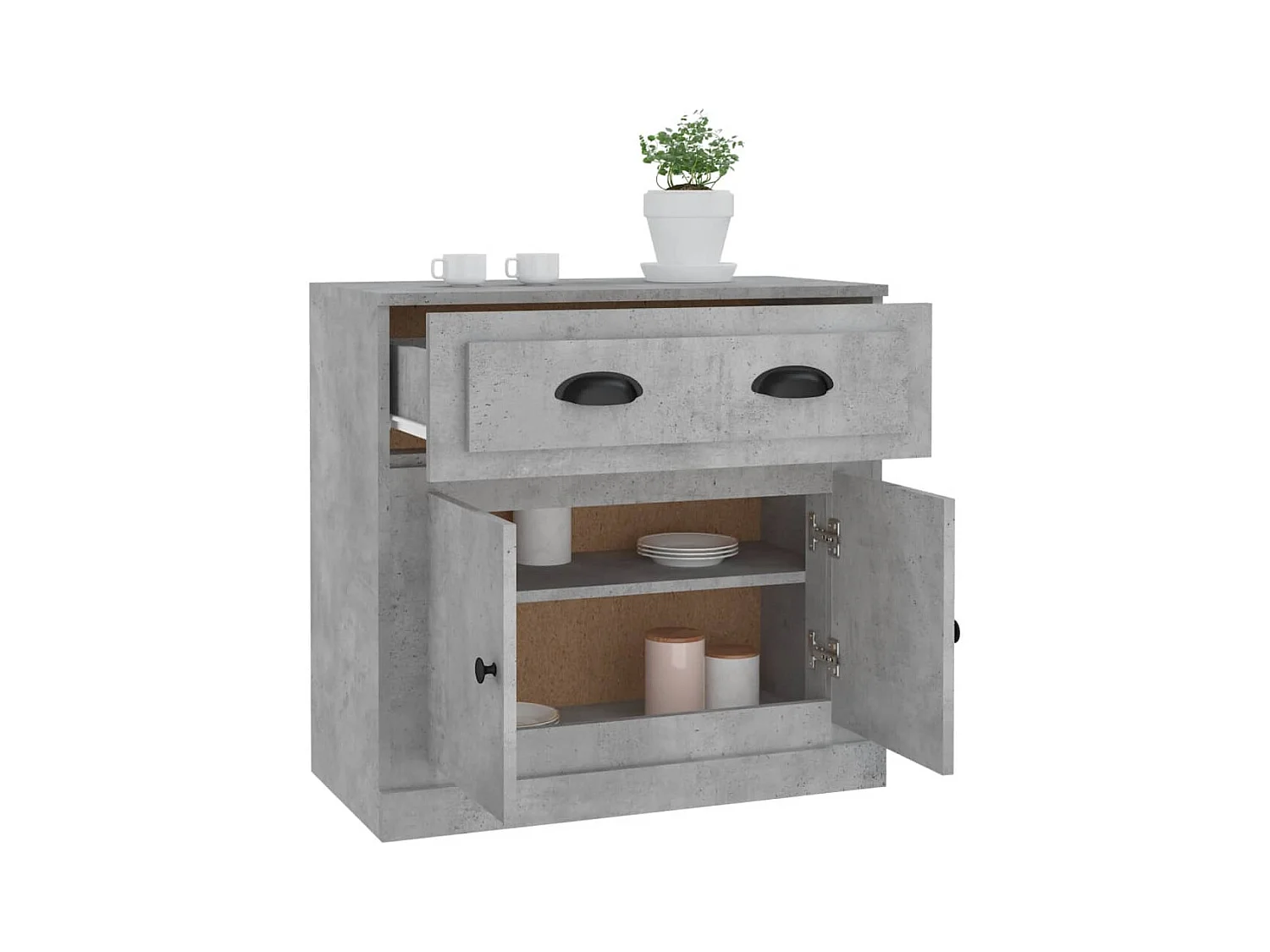 Buffet gris béton 70x35,5x67,5 bois d'ingénierie