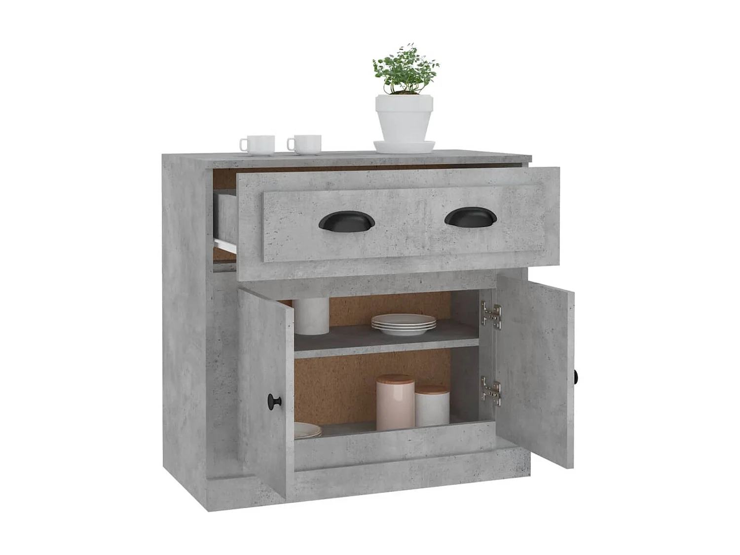 Buffet gris béton 70x35,5x67,5 bois d'ingénierie