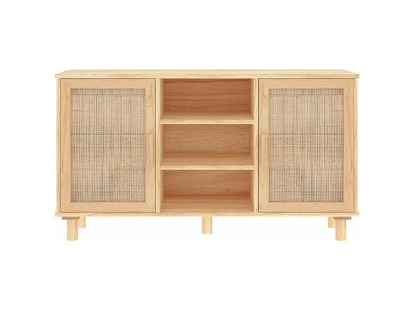 Buffet en bois avec 2 portes en Rotin naturel 105cm - Modèle Kaliga-Couleur Naturel