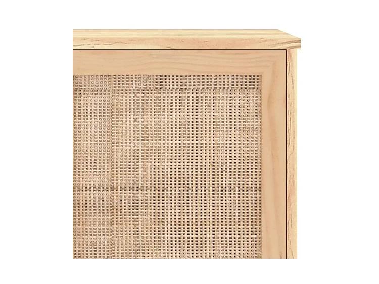 Buffet en bois avec 2 portes en Rotin naturel 105cm - Modèle Kaliga-Couleur Naturel