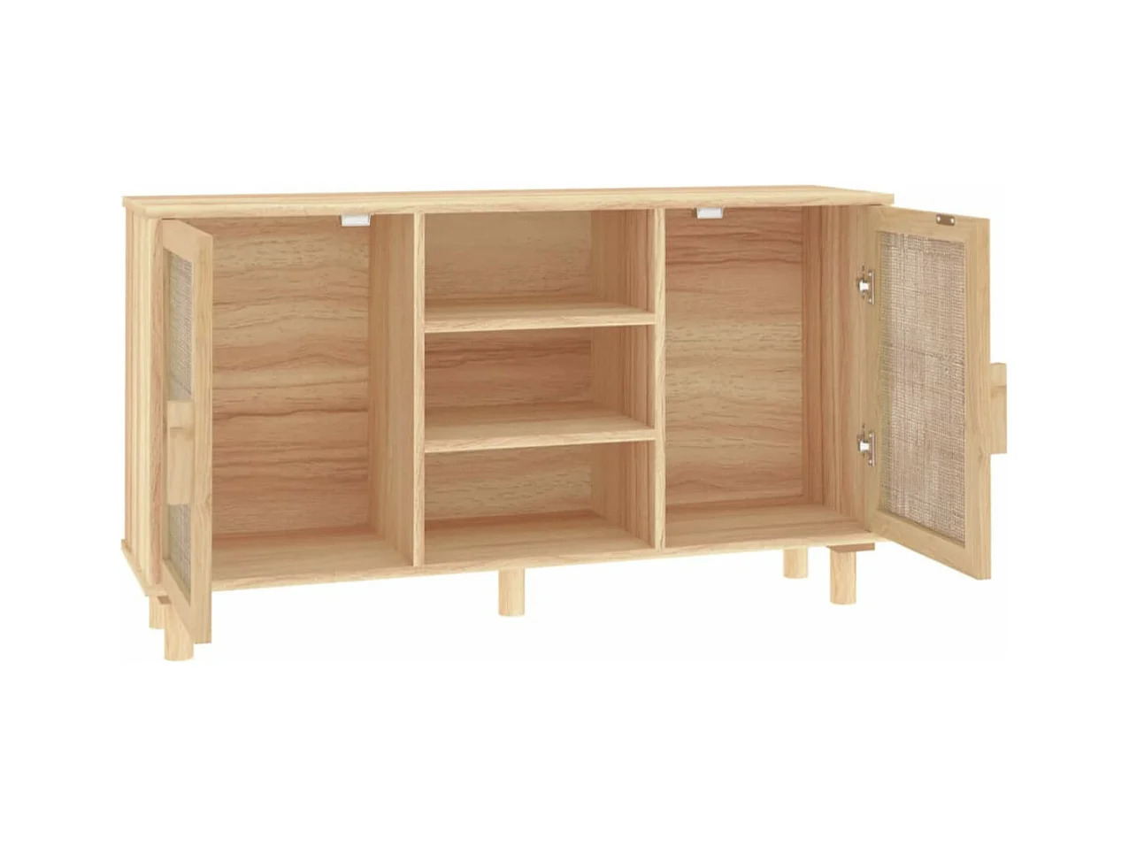 Buffet en bois avec 2 portes en Rotin naturel 105cm - Modèle Kaliga-Couleur Naturel