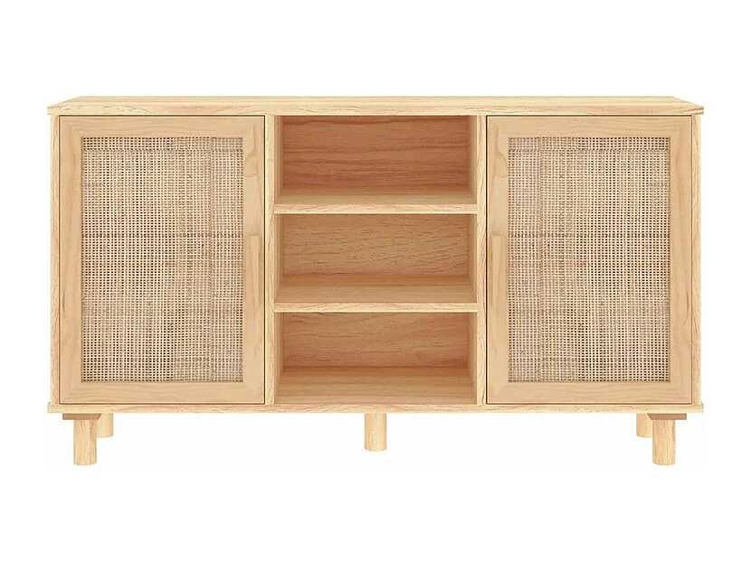 Buffet en bois avec 2 portes en Rotin naturel 105cm - Modèle Kaliga-Couleur Naturel