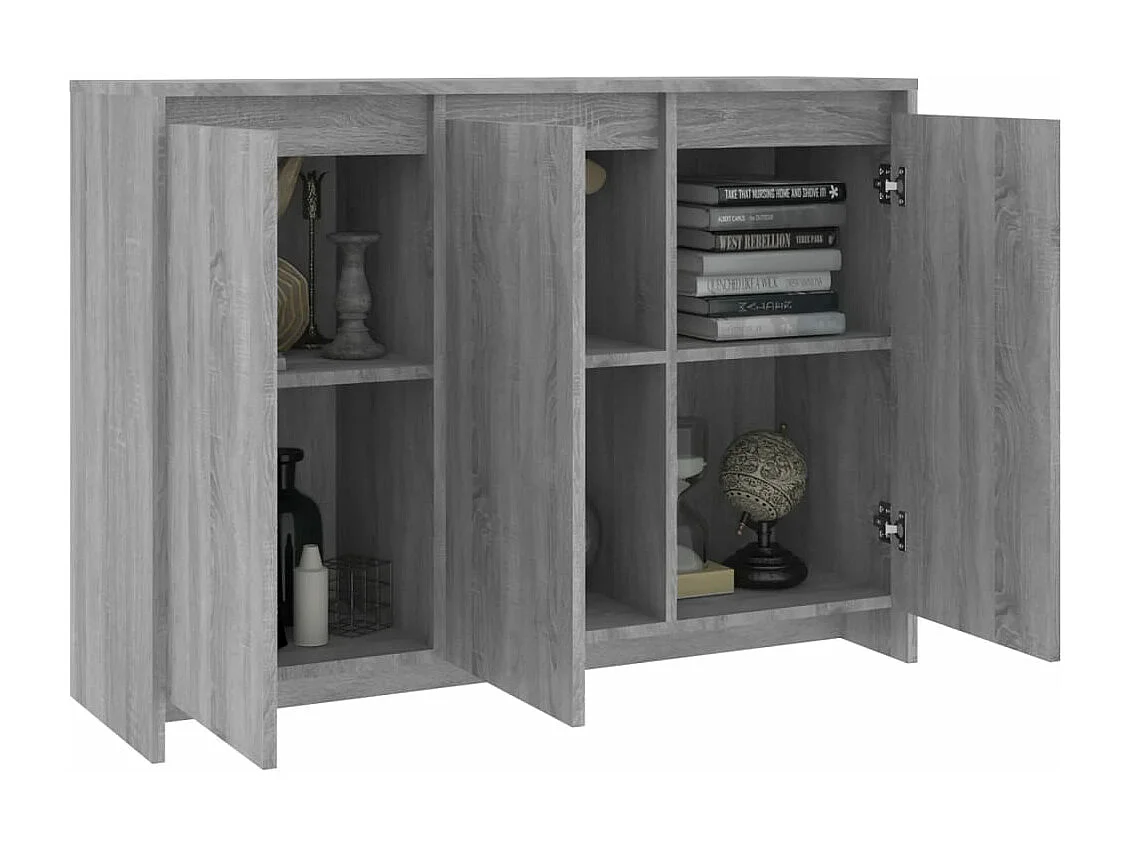 Petit buffet 3 portes 102cm – Modèle Kaola-Couleur Chêne gris