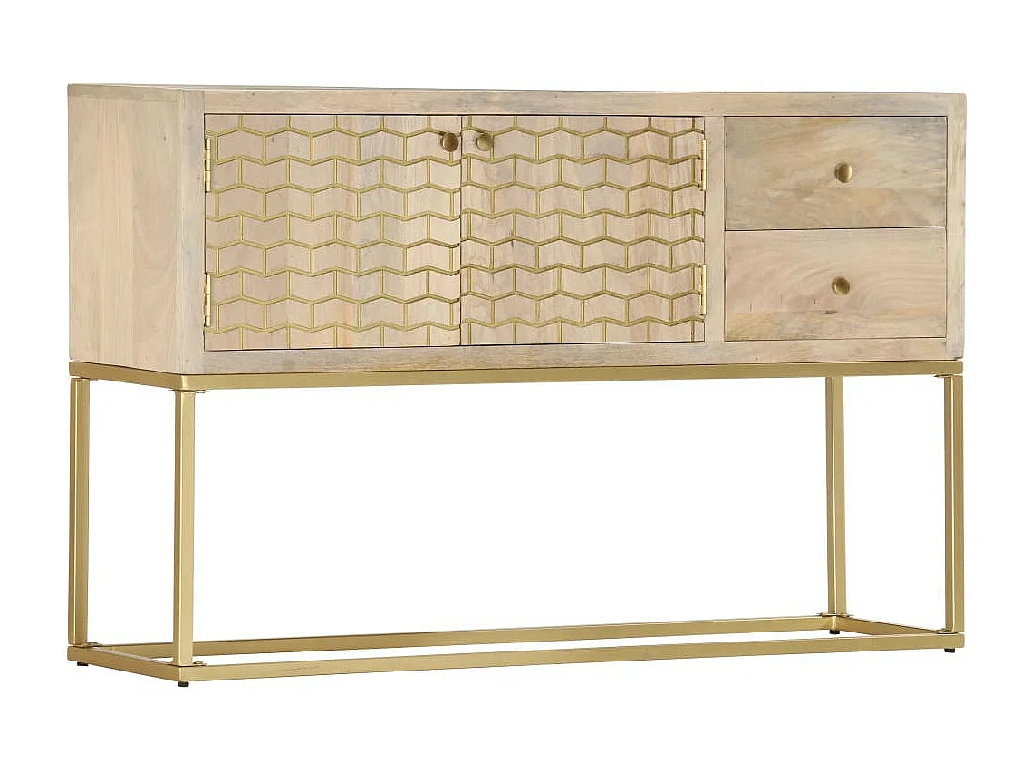 Buffet Doré 120 x 30x75 Bois de manguier massif