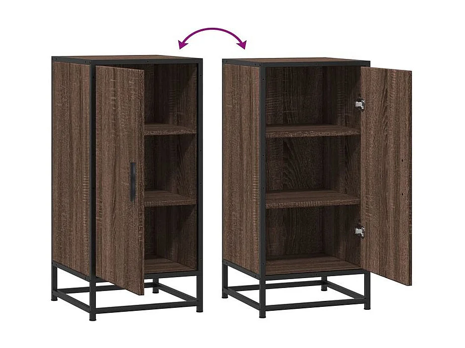 Buffet chêne marron 35,5x35x76 bois d'ingénierie et métal