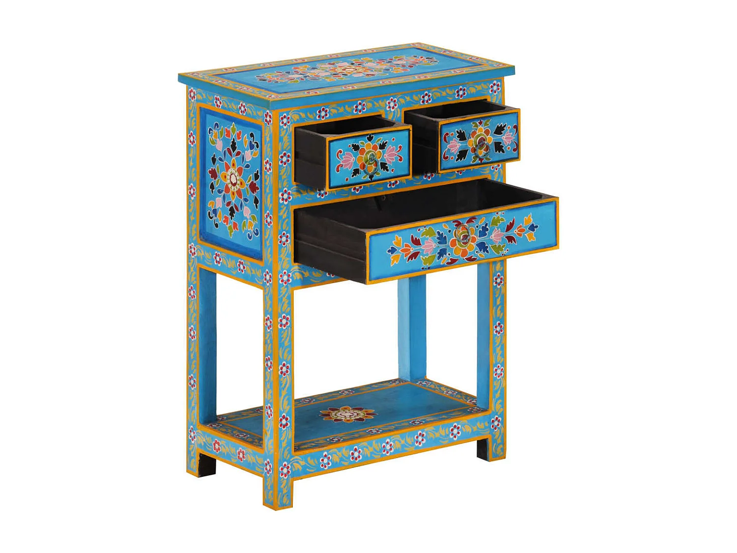 Buffet turquoise 55x30x76 bois massif de manguier