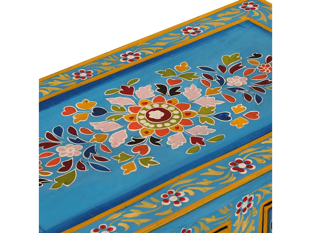 Buffet turquoise 55x30x76 bois massif de manguier