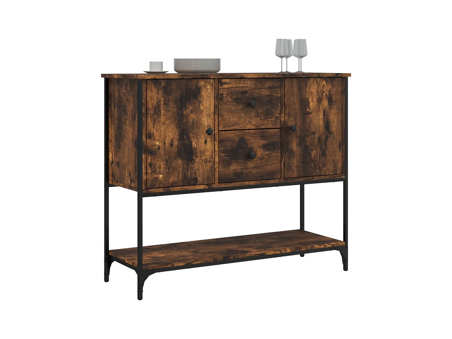 Buffet chêne fumé 100x36x85 bois d'ingénierie