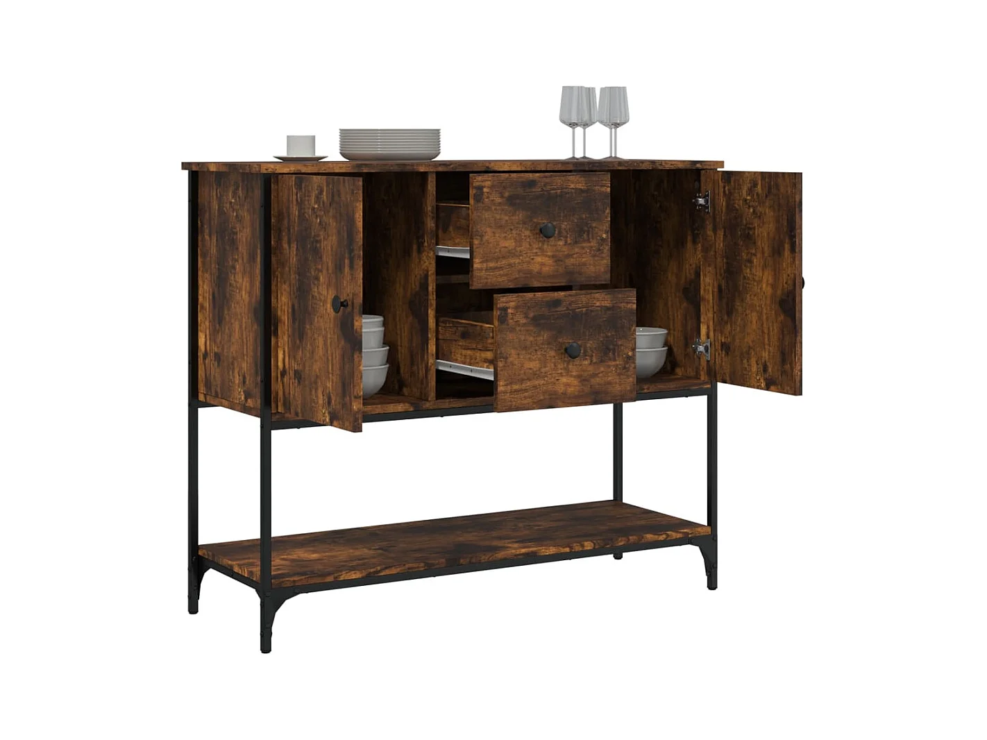 Buffet chêne fumé 100x36x85 bois d'ingénierie