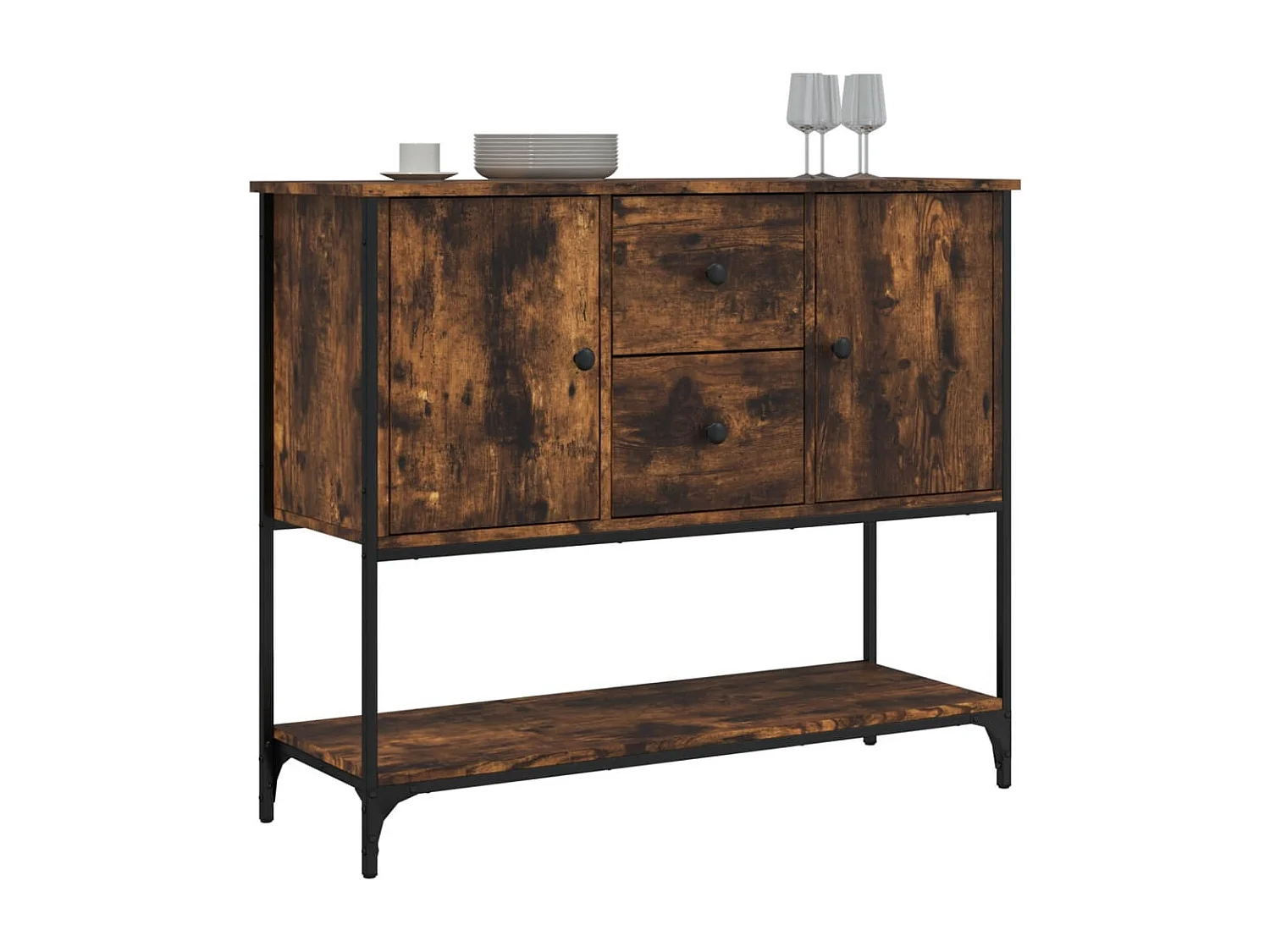 Buffet chêne fumé 100x36x85 bois d'ingénierie