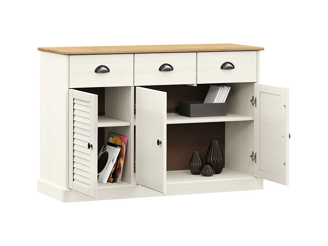 Buffet avec tiroirs VIGO 113x40x75 blanc bois massif de pin
