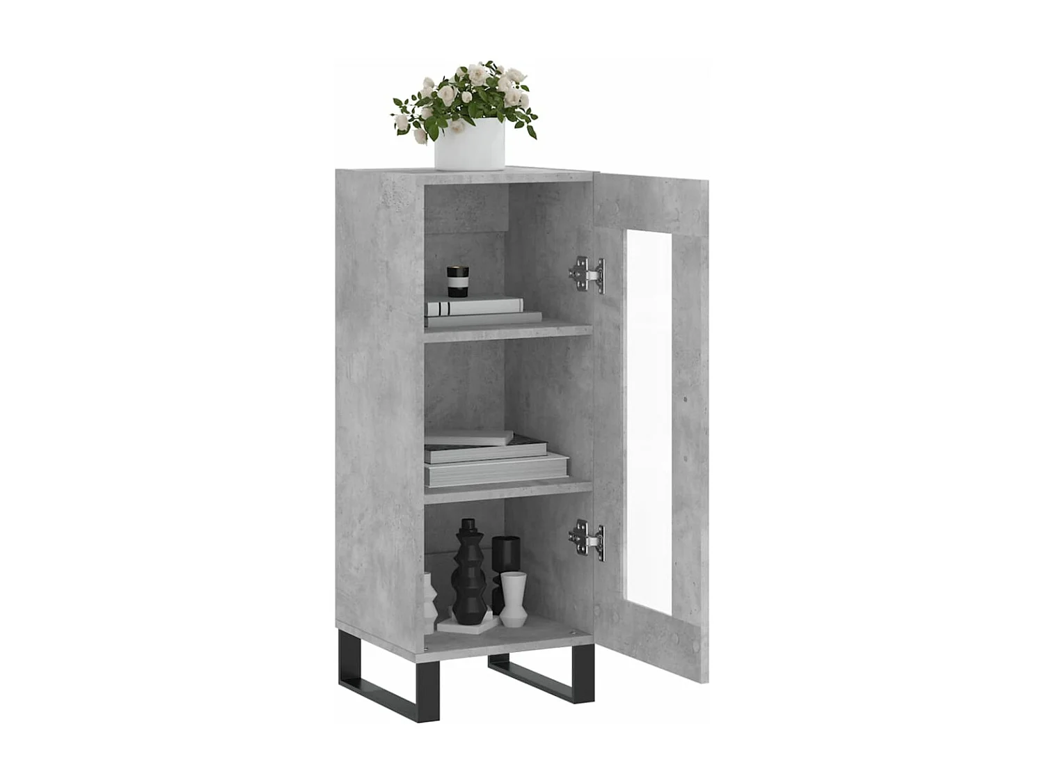 Buffet Gris béton 34,5x34x90 Bois d'ingénierie