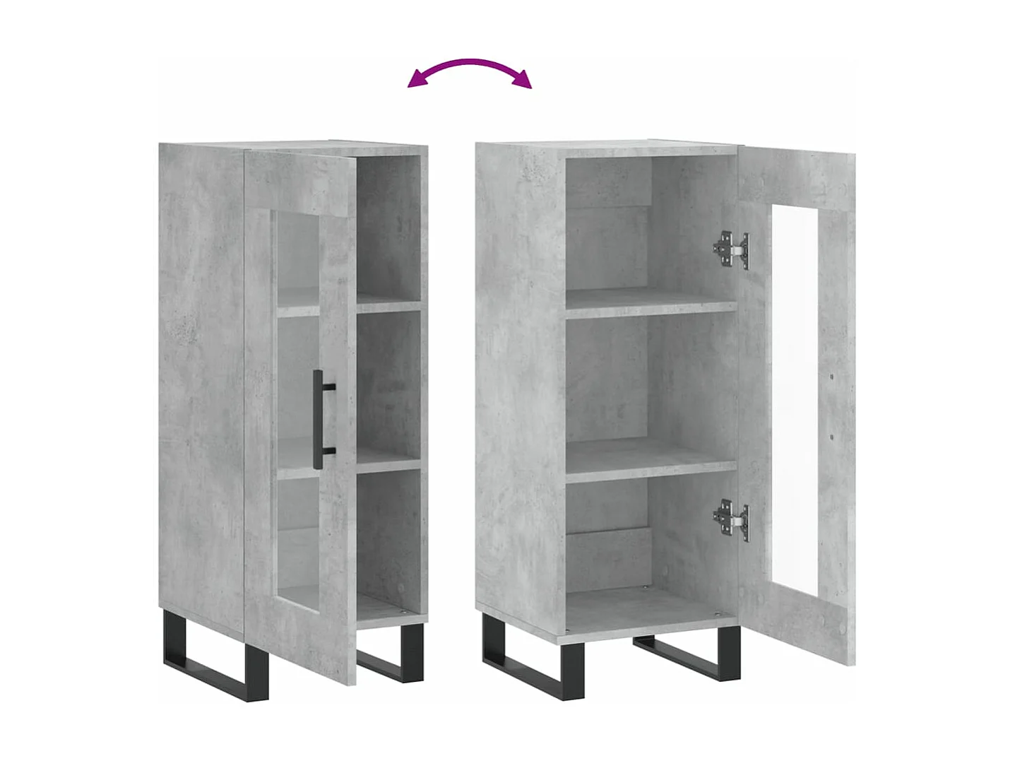 Buffet Gris béton 34,5x34x90 Bois d'ingénierie