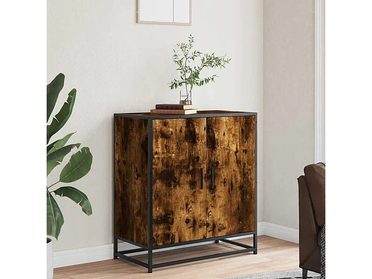 Buffet chêne fumé 68x35x76 bois d'ingénierie et métal