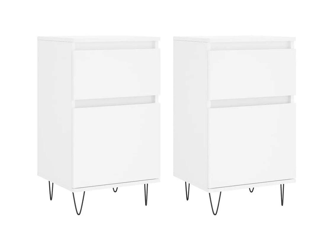 Buffets 2 pcs blanc 40x35x70 bois d’ingénierie