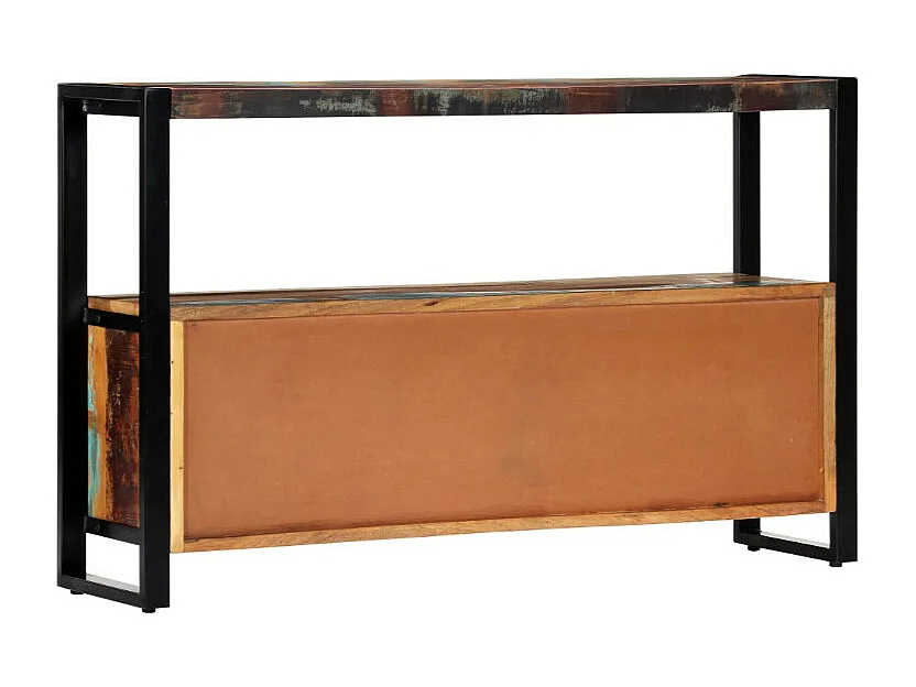 Buffet 3 portes 1 étagère bois massif recyclé et métal noir Lau