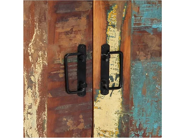 Buffet 3 portes 1 étagère bois massif recyclé et métal noir Lau