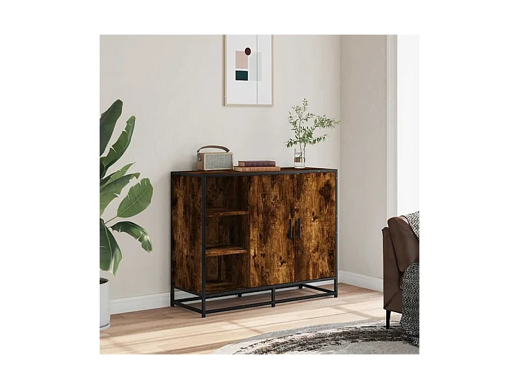 Buffet chêne fumé 92x35x76 bois d'ingénierie