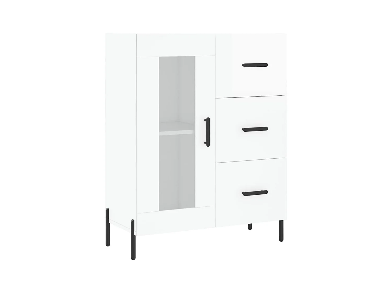 Buffet Blanc brillant 69,5x34x90 Bois d'ingénierie