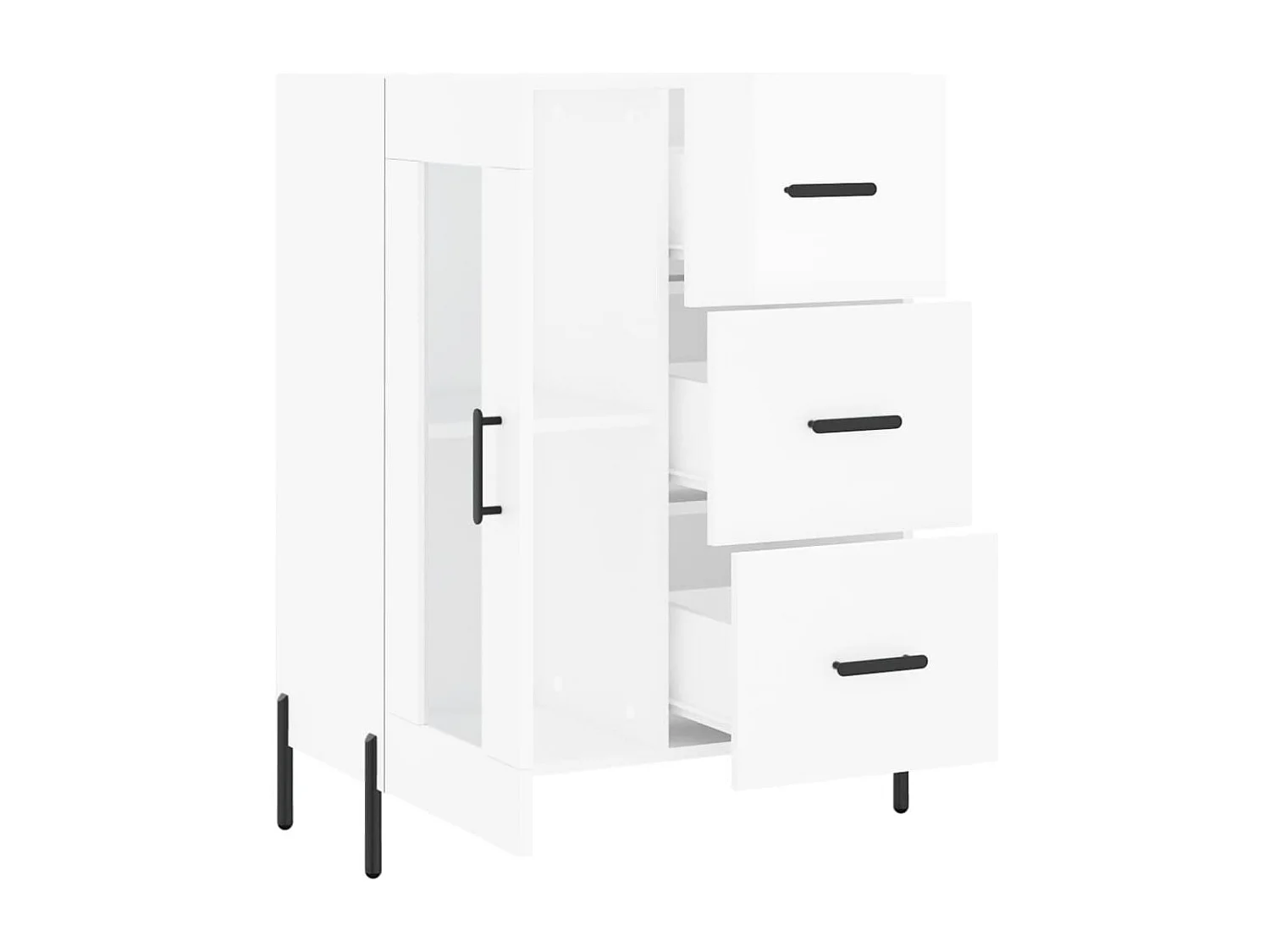 Buffet Blanc brillant 69,5x34x90 Bois d'ingénierie