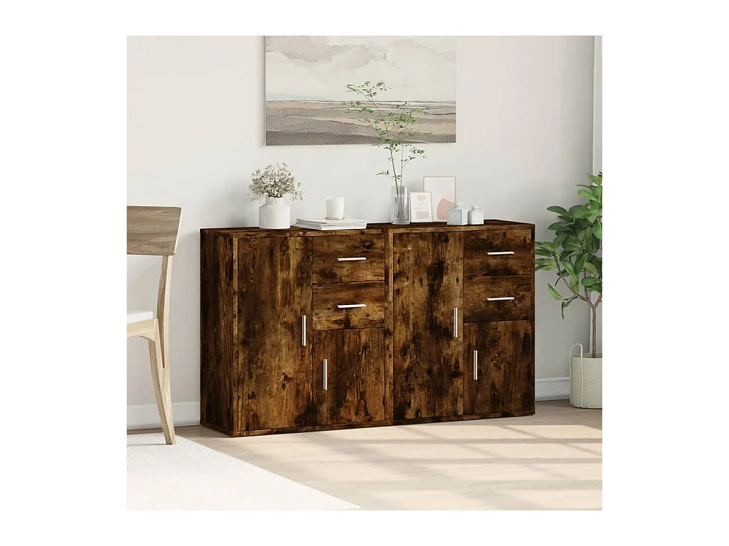 Buffets 2 pcs chêne fumé 60x31x70 bois d'ingénierie