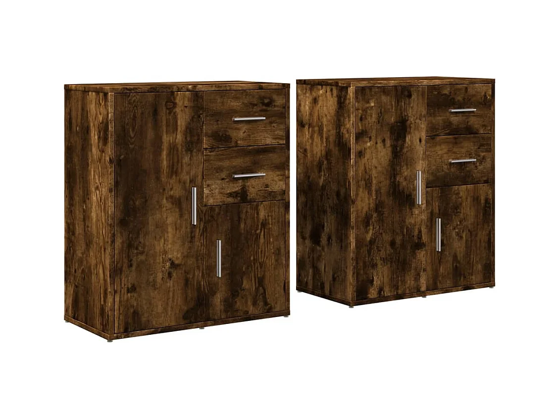 Buffets 2 pcs chêne fumé 60x31x70 bois d'ingénierie