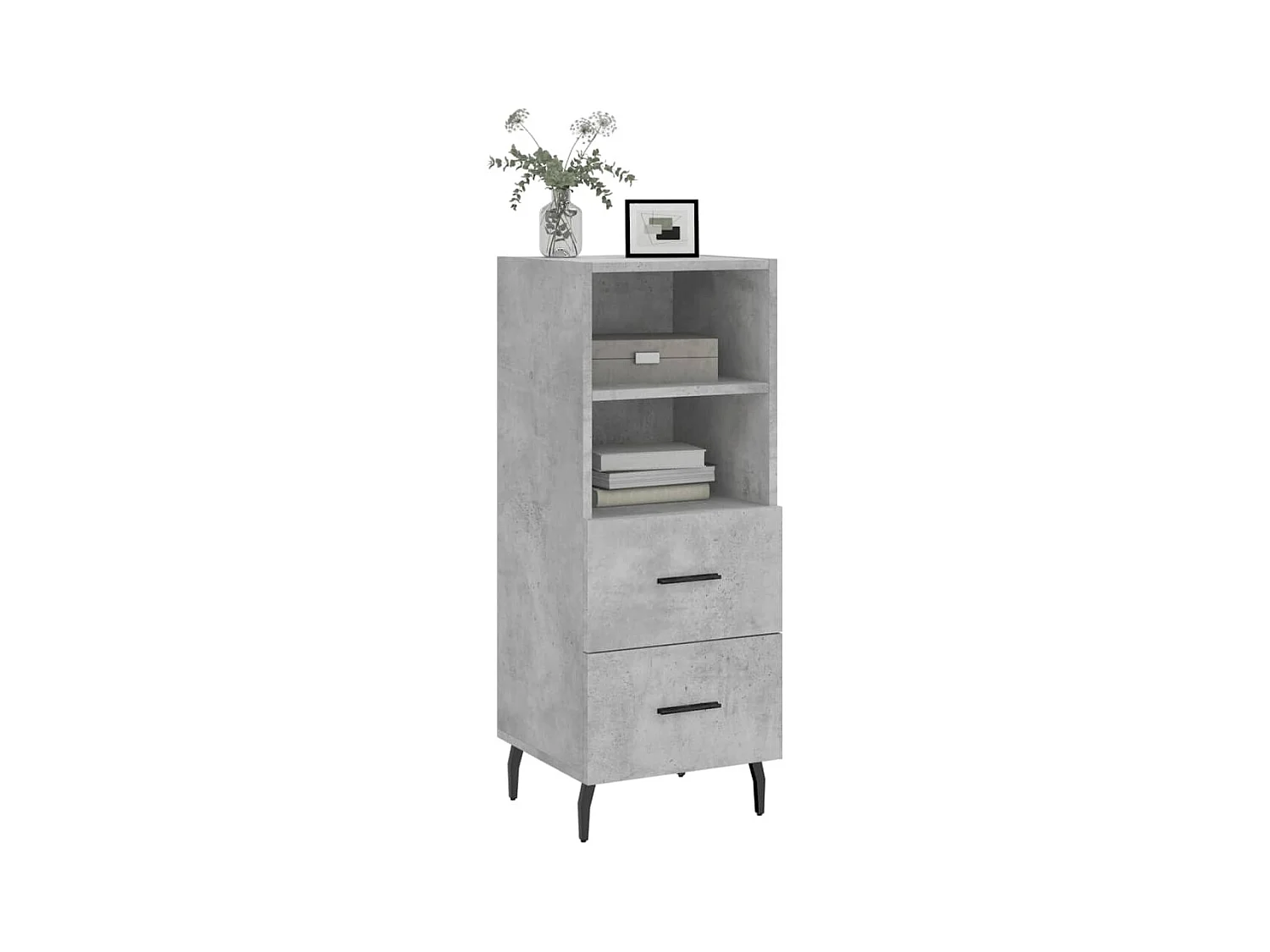 Buffet Gris béton 34,5x34x90 Bois d'ingénierie