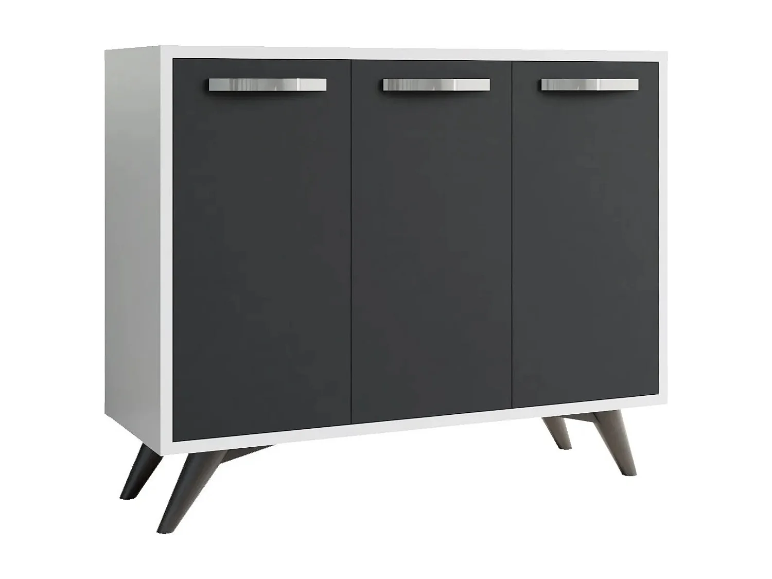 Petit buffet moderne blanc et anthracite 3 portes Fabio 100cm
