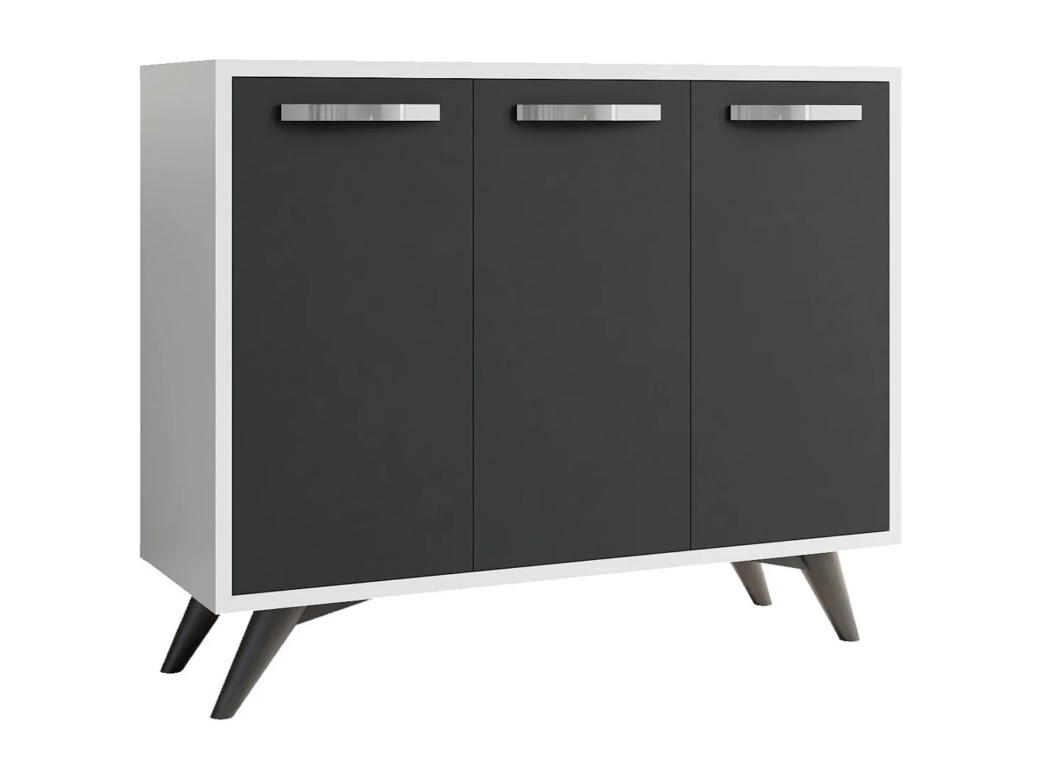 Petit buffet moderne blanc et anthracite 3 portes Fabio 100cm