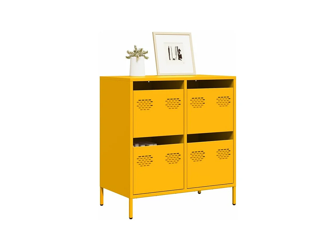 Buffet jaune moutarde 68x39x73,5 acier laminé à froid