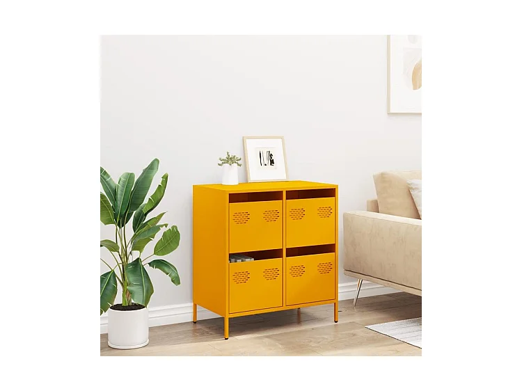 Buffet jaune moutarde 68x39x73,5 acier laminé à froid
