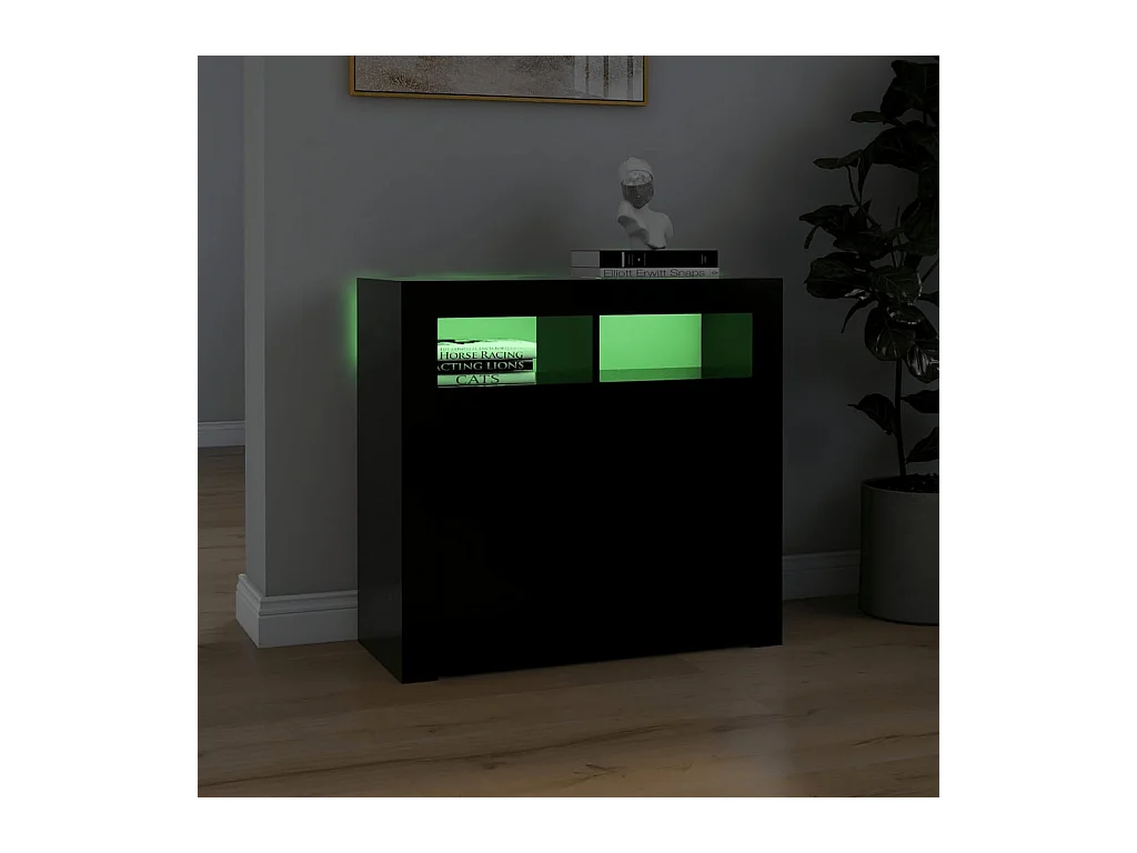Buffet avec lumières LED Noir 80x35x75