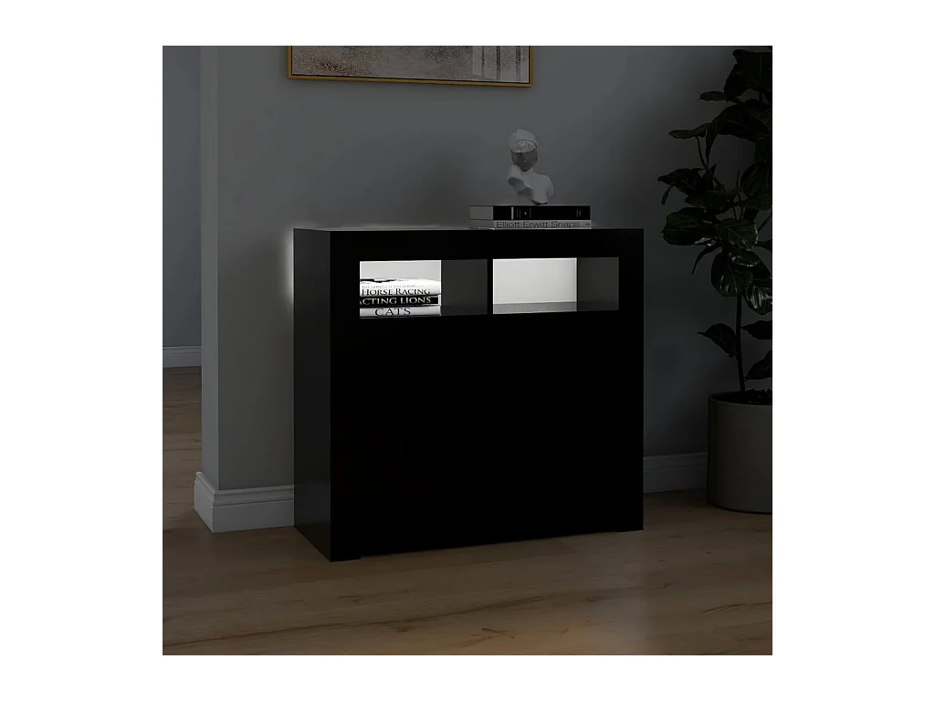 Buffet avec lumières LED Noir 80x35x75