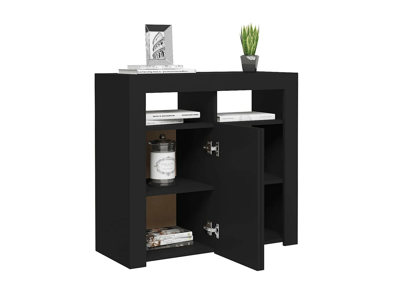 Buffet avec lumières LED Noir 80x35x75