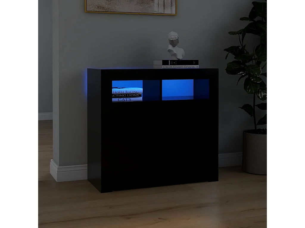 Buffet avec lumières LED Noir 80x35x75