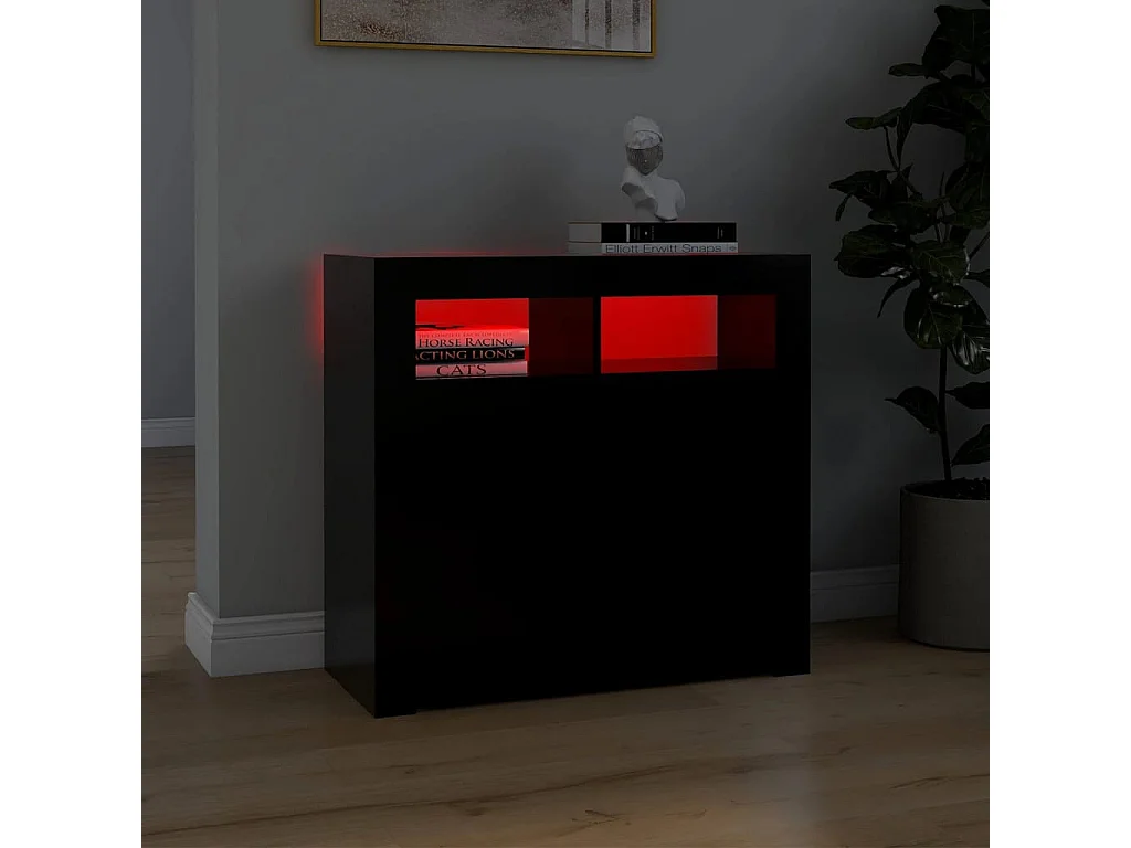 Buffet avec lumières LED Noir 80x35x75