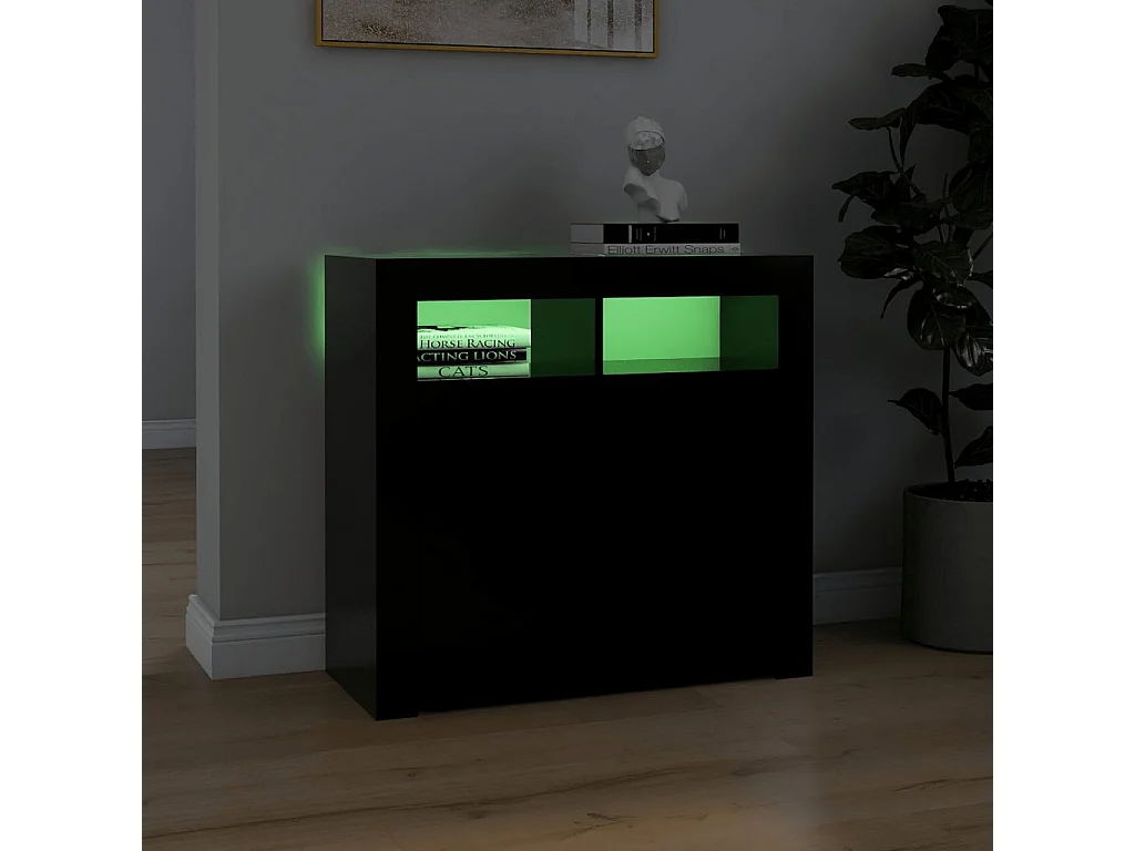 Buffet avec lumières LED Noir 80x35x75