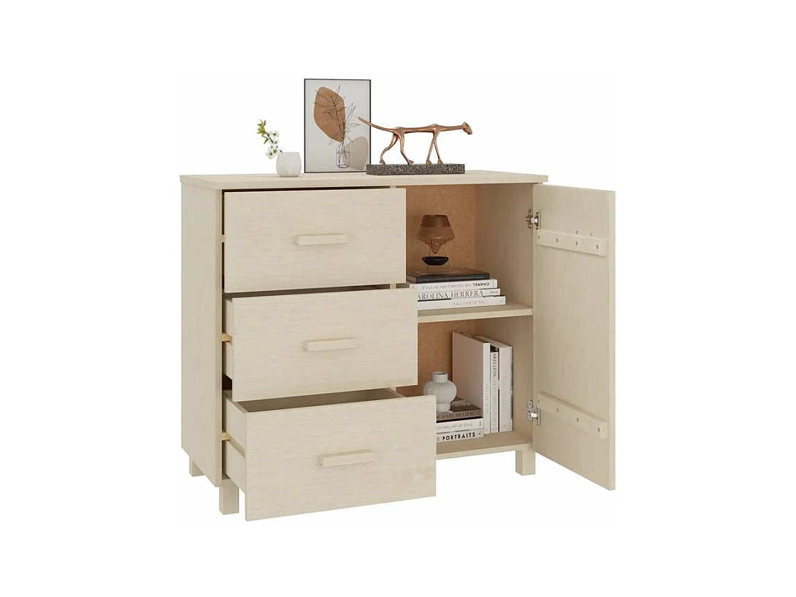 Buffet HAMAR Marron miel 90x40x80 Bois massif de pin