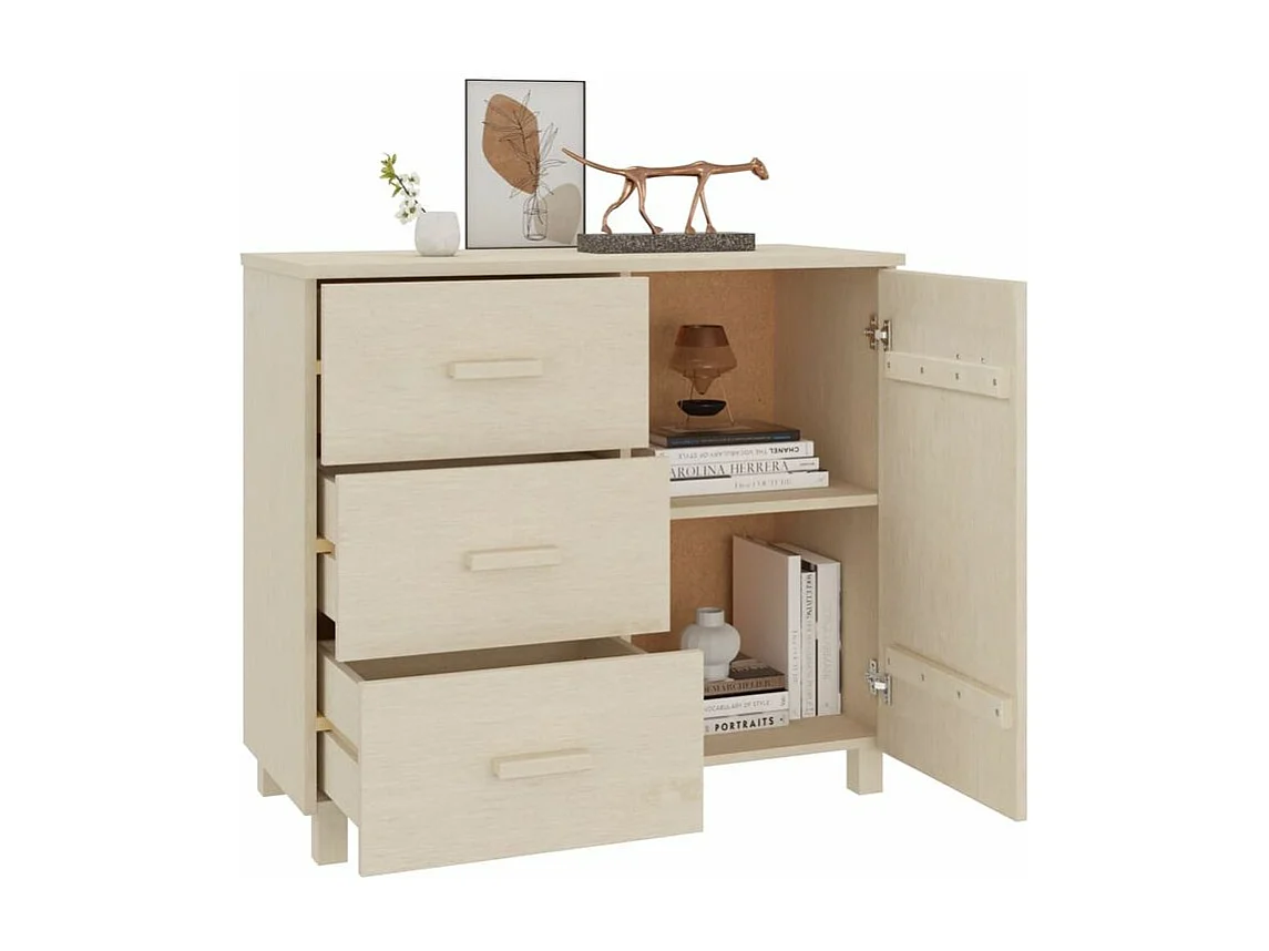 Buffet HAMAR Marron miel 90x40x80 Bois massif de pin