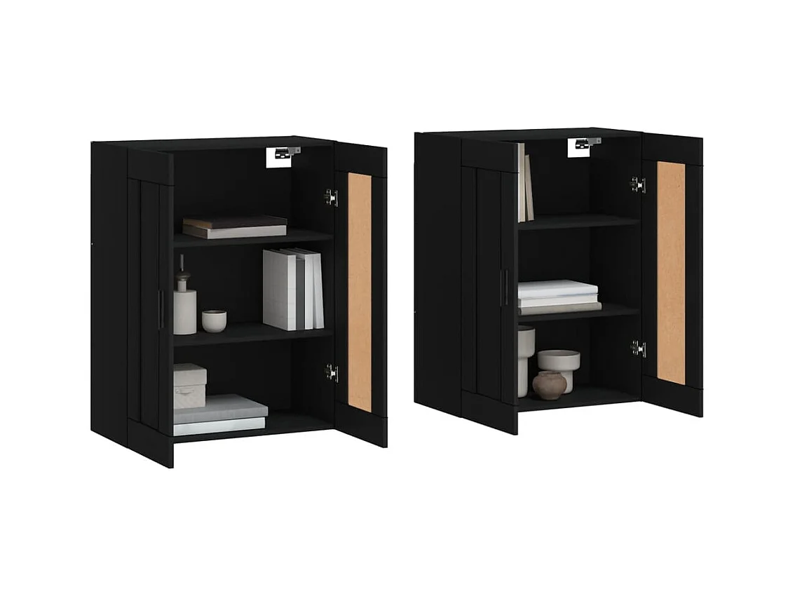 Armoires murales 2 pcs noir bois d'ingénierie